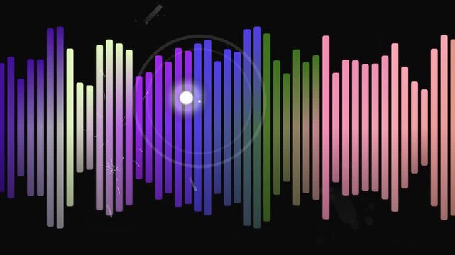 Colorful Sound Wave Animation on Black Background.