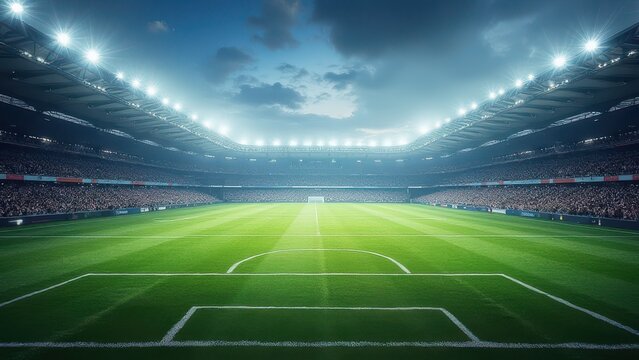 Professional soccer field stadium background