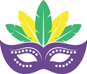 Purple Masquerade Mask with Feathers, Celebrating Carnival and Festivities