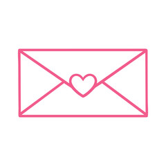 Love envelope with heart seal line icon for romantic message concept