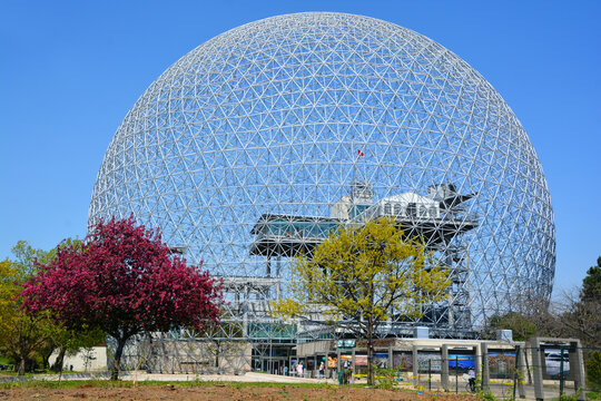 MONTREAL-CANADA 05 19 2017: Biosphere is a museum in Montreal dedicated to the environment. Located at Parc Jean-Drapeau in the former pavilion of the United States for the 1967 World Fair, Expo 67.