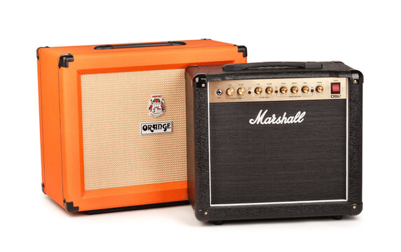 Orange guitar speaker Marshall amp path isolated on white