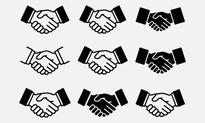 Handshake icon Business agreement handshake symbol. Friendly, partnership deal handshake line and silhouette sign. Transparent png and vector illustra © lokshmon