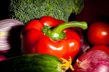 bell pepper vegetable mix on black background