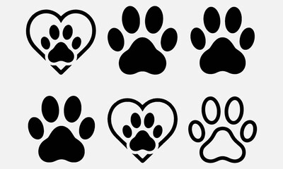 Pet paw icon Heart with dog, cat pet footprint. Paw print sign and symbol. Transparent png and vector illustration1 © lokshmon