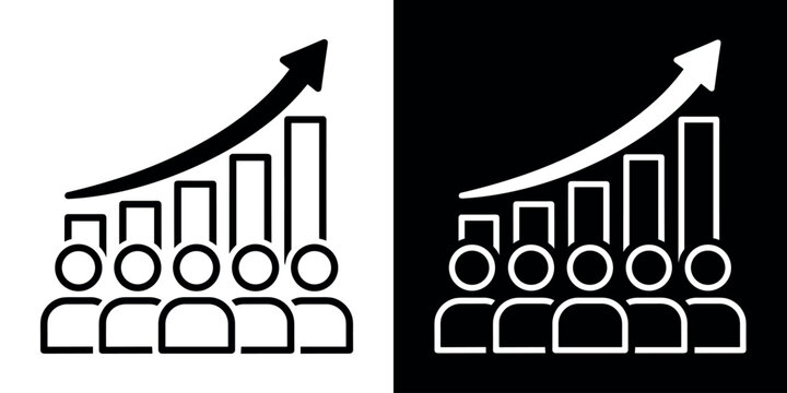 Population icon concept in flat black and white style on clean background vector illustration design