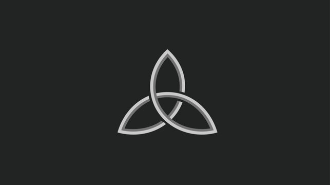 Interwoven Silver Triquetra Knot Symbol. Elegant Geometric Design Element for Celtic and Trinity Concepts.