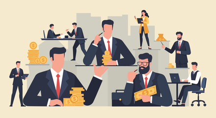 A confident businessman stands with a laptop, symbolizing professionalism and readiness for work tasks. © ShapeFlow Design