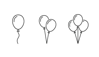 A set of black line drawings of balloons © rsvect02