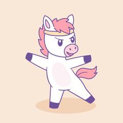 The pony is dancing. The pony is practicing kung fu