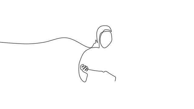 Muslim Woman Reciting Quran Continuous Line Art Animation for Islamic Education