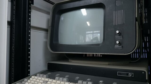 Old Retro Computer In Research Center
