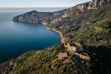 Veduta aerea di Forte Stella, Porto Ercole, Monte Argentario