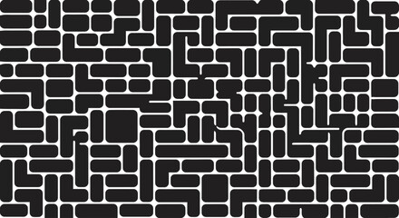 Complex geometric pattern of interconnected white lines on a dark background viewed from a straightforward angle