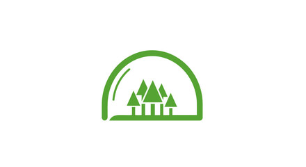 Fototapeta premium Green logo with tree silhouettes inside.