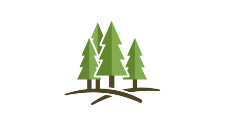 Obraz premium Green pine trees on a hill.