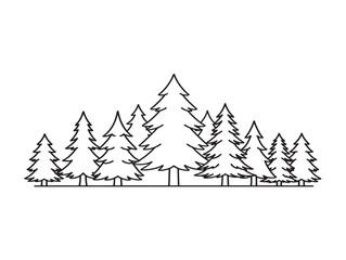 Obraz premium Pine forest pack with minimalist line art trees