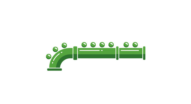Green plastic pipe with fittings.