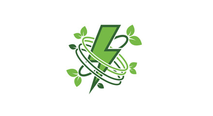 Green Lightning Bolt Eco Energy Symbol.