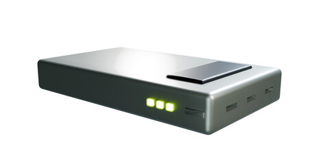 Power bank portable electric charging device in a transparent background