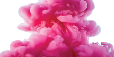 Obraz premium Pink Ink Cloud Forms and Flows, Isolated on White Background