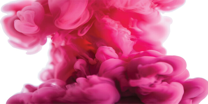 Abstract pink cloud of ink in water against a clean white background