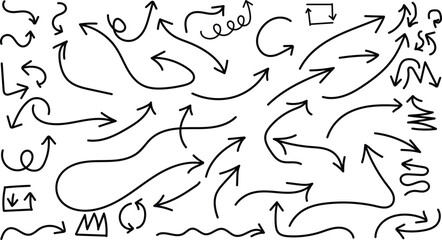 Obraz premium A collection of hand drawn arrows and directional symbols for navigation and design