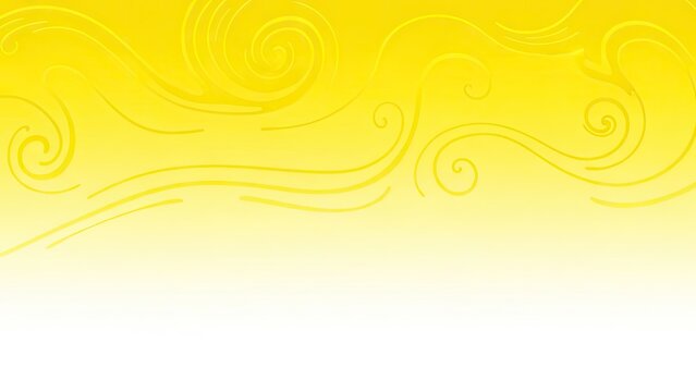A vibrant yellow background with swirling patterns and white space