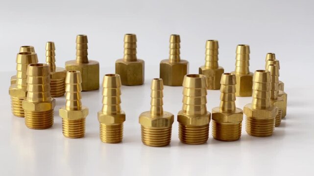 Solid brass quick release coupler with male thread for compressed air systems and industrial tools, durable hardware connector for pneumatic equipment isolated on white background for designers