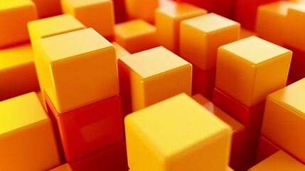 Obraz premium Vibrant collection of orange and red 3D cubes arranged in a visually appealing pattern background