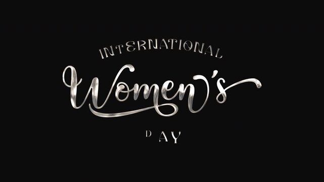 Celebrating international womens day with a modern silver font design. Suitable for social media graphics or website banners.