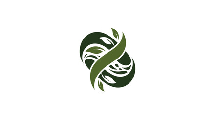 Obraz premium Green leaves forming a circular logo design.