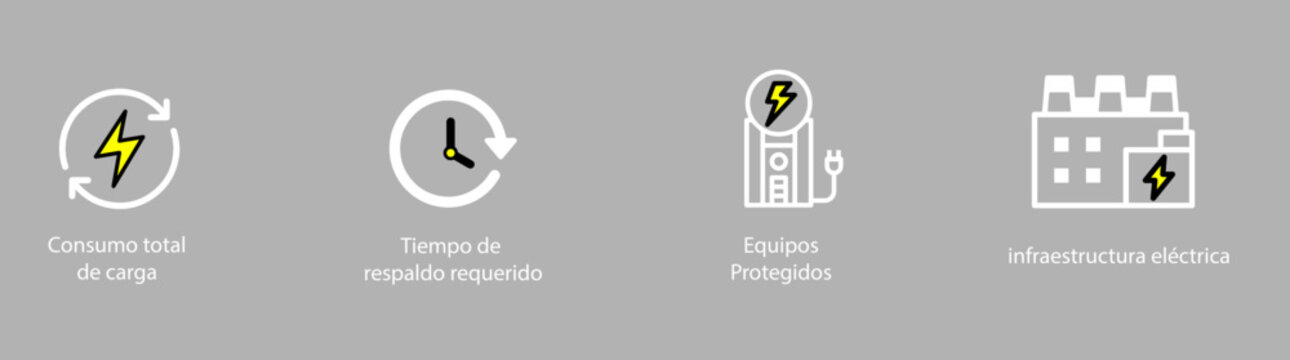 Energy Infrastructure & Power Continuity Icons | Infraestructura Energ&eacute;tica y Respaldo El&eacute;ctrico