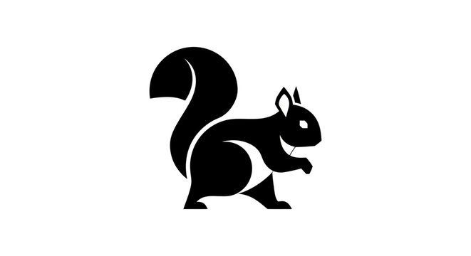 Black squirrel silhouette on white background