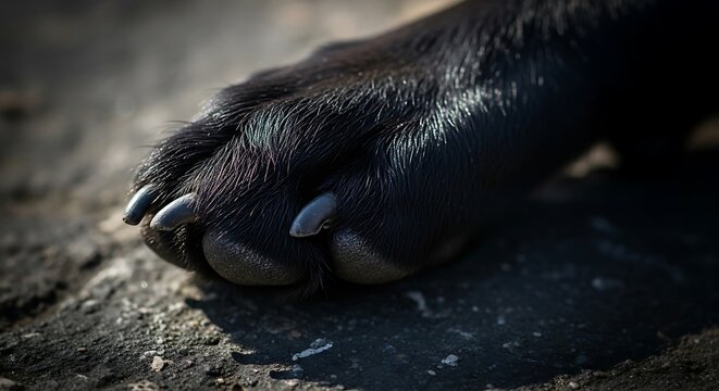 Close-up of Dog Paw with Claws.