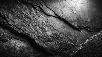 A close-up of a dark grey slate texture with natural cracks and subtle lighting highlights, creating a moody and earthy background.