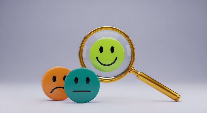 Customer Feedback Survey Rating Happy Smile Magnifying Glass Green Icon