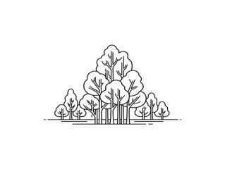 Tree related icons drawn in minimal outline style