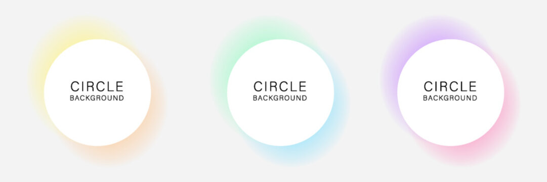 3D white circles frames background set on bright copy space. Colorful lights decoration. Minimal modern graphic design element with glowing style concept for web, poster, flyer, card or brochure cover