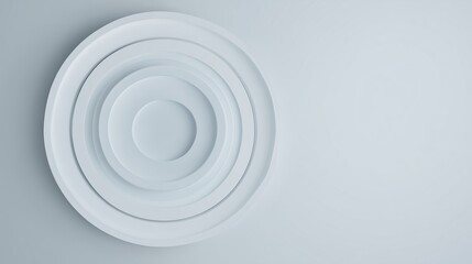 Obraz premium Minimalist white 3D concentric circles background with copy space