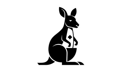 Obraz premium Black silhouette kangaroo illustration