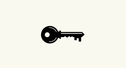 Black silhouette key isolated design