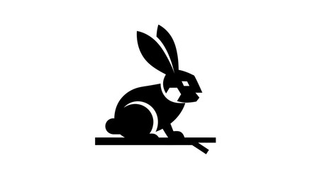 Black rabbit silhouette on white background