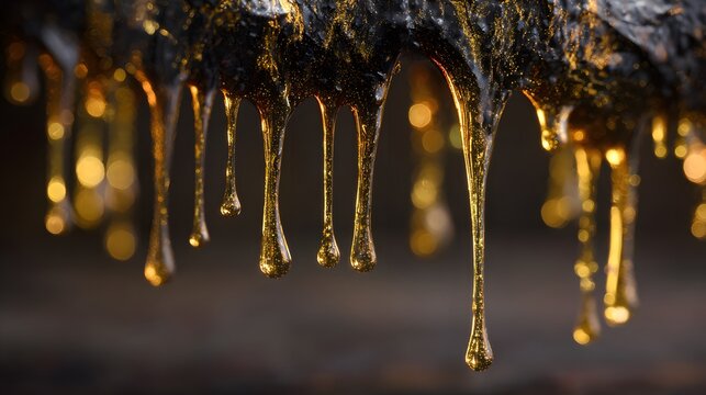 Charred scallion oil dripping slow motion golden threads clean professional stock photo sharp macro photography style cinematic realism ultra photorealistic no text no watermark