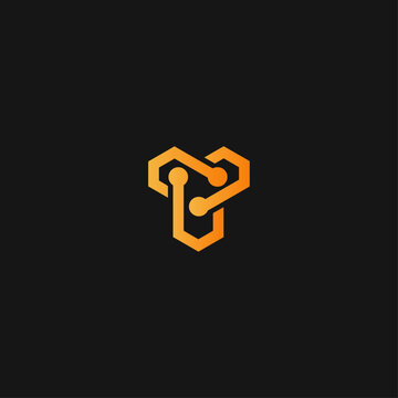 1835. Tech Letter T logo icon flat vector design