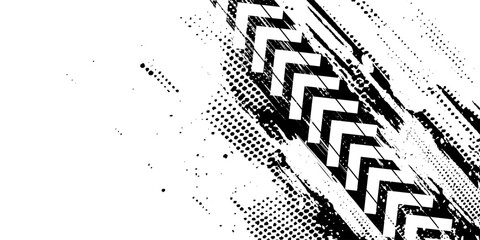 Vector illustration of two dirty grunge Tire tracks fading into the horizon © Ismatil