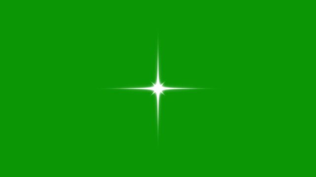 single twinkle star glitter sparkle, white cartoon blinking stars, flat vector doodle sparkle, magic particle burst, glowing light trails, 2D shining twinkle effect on green screen background. 4k