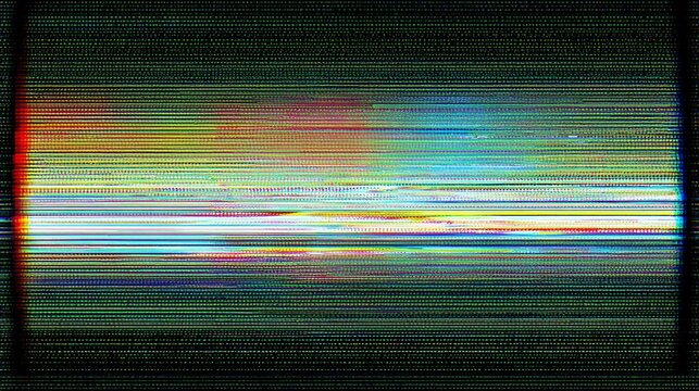 Abstract Digital Glitch Background with Horizontal Colorful Lines and Distortion