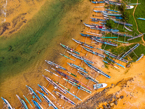 Moored Fishing Boat, Weligama Beach Coastal Fishing Village