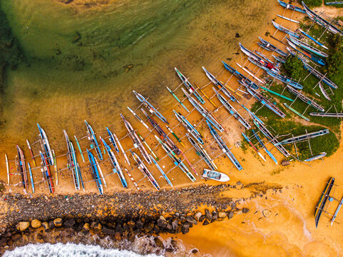 Moored Fishing Boat, Weligama Beach Coastal Fishing Village